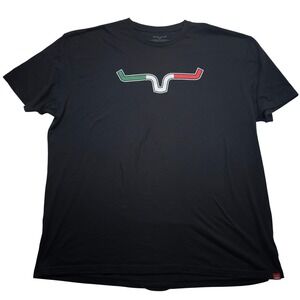 Kimes Ranch Mens XXL Semana Mexican Flag Logo T-Shirt Black Western Ranch Tee